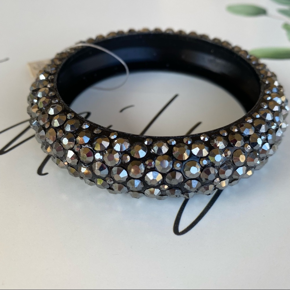 Hematite rhinestone black bangle